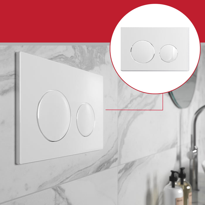 Luxury Flush Plate Kit for Skylo Concealed Toilet Cistern Wall Hung Frame (Gloss White, 245mm x 165mm)