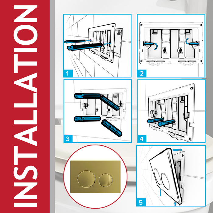 Luxury Flush Plate Kit for Skylo Concealed Toilet Cistern Wall Hung Frame (Brushed Brass, 245mm x 165mm)