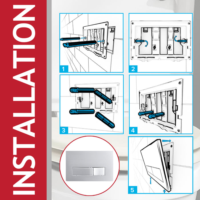 Luxury Concealed Toilet Cistern Flush Plate Kit for Skylo Wall Hung Frame (Chrome Silver, 245mm x 165mm)