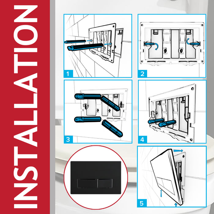 Luxury Concealed Toilet Cistern Flush Plate Kit for Skylo Wall Hung Frame (Matt Black, 245mm x 165mm)