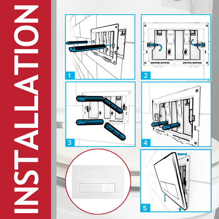 Luxury Concealed Toilet Cistern Flush Plate Kit for Skylo Wall Hung Frame (Gloss White, 245mm x 165mm)