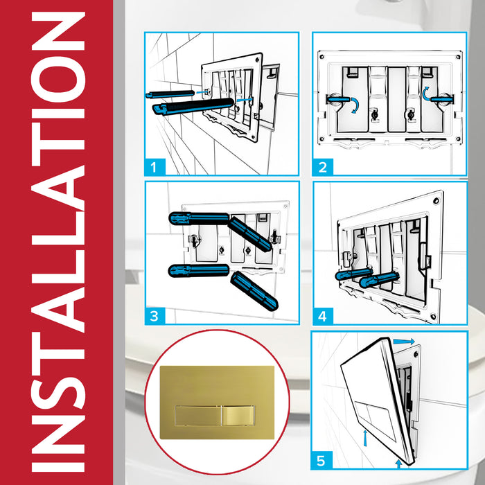Luxury Concealed Toilet Cistern Flush Plate Kit for Skylo Wall Hung Frame (Brushed Brass, 245mm x 165mm)