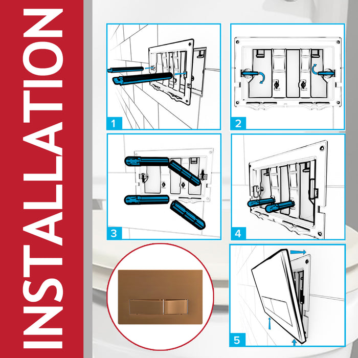 Luxury Concealed Toilet Cistern Flush Plate Kit for Skylo Wall Hung Frame (Brushed Copper, 245mm x 165mm)