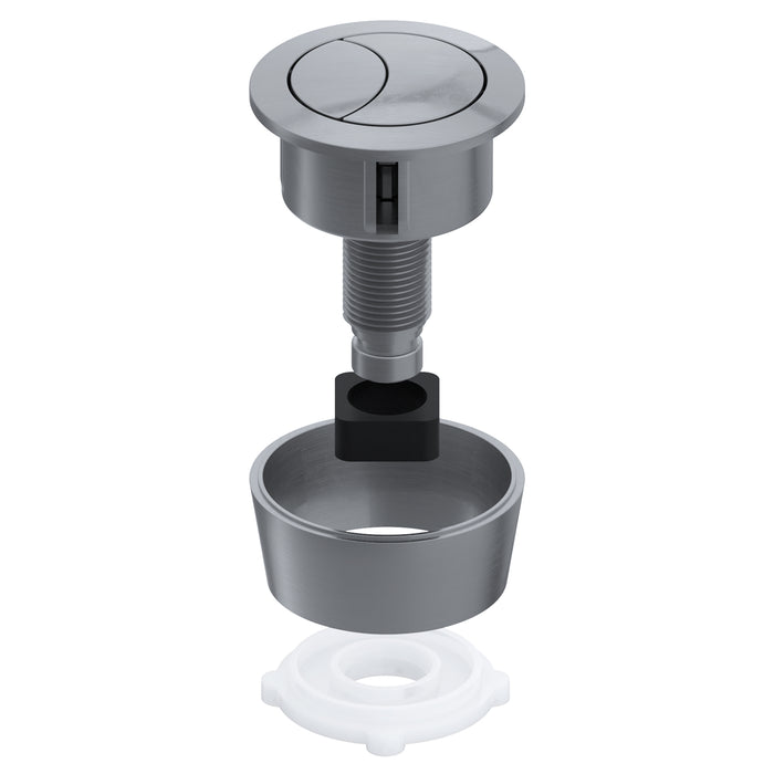 Universal Toilet Cistern Dual Flush Push Button Kit for 20mm 40mm 50mm 60mm Lid Hole (Brushed Nickel)