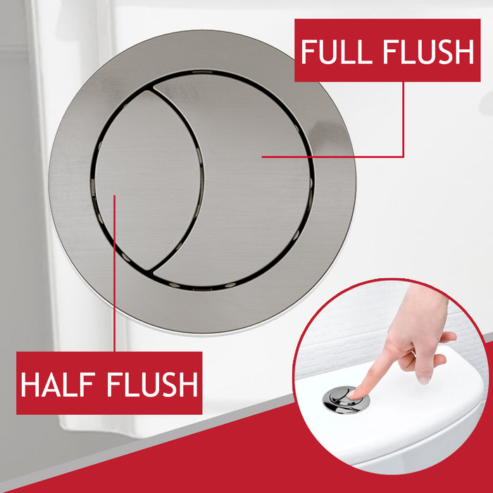 Universal Toilet Cistern Dual Flush Push Button Kit for 20mm 40mm 50mm 60mm Lid Hole (Brushed Nickel)