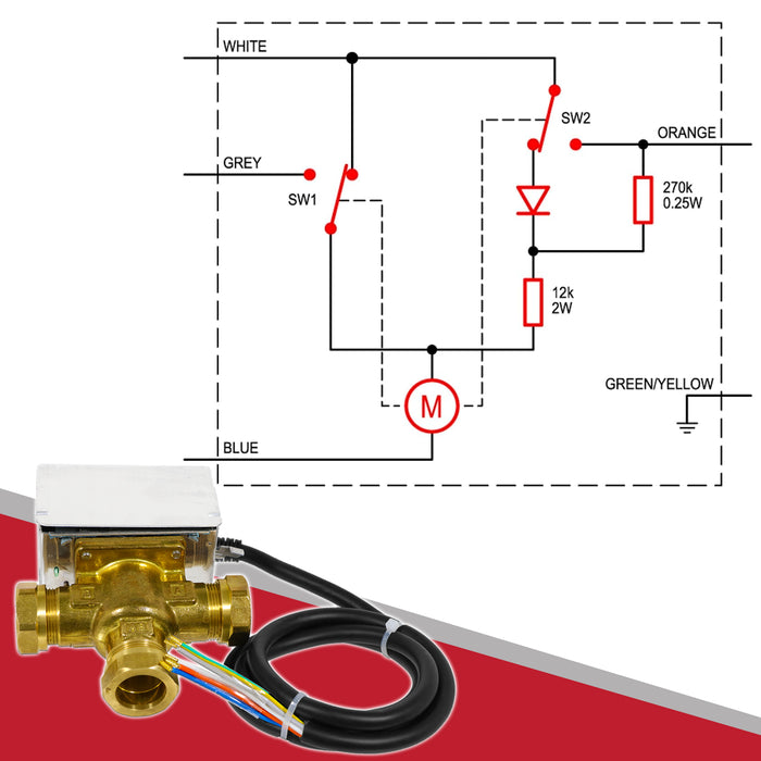 Tower 28mm 3 Port Motorised Mid Position Valve Central Heating / Boiler System Control VAL328MP