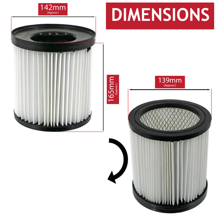Filter for Parkside Lidl PWD12 PWS20 PWD25 PWD30 PNTS1400 12L 20L 25L 30L Vacuum Cleaner x 2 Filters