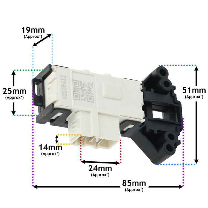 Door Lock For Logik L1014WM20 L914WM20 L7W5D18 Washing Machines Interlock Switch