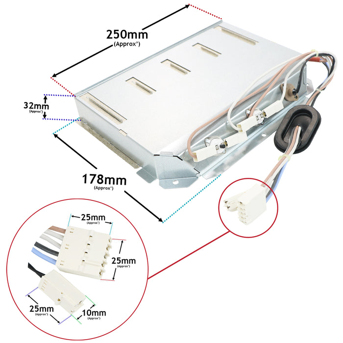 Heating Element For Logik LCD7W18 Tumble Dryer With Thermostats 2200W