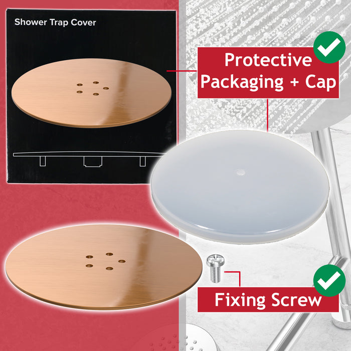 110mm Luxury Plug Cover for Shower Trap with 90mm Tray (Brushed Copper)
