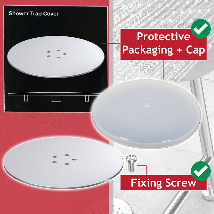 110mm Luxury Plug Cover for Shower Trap with 90mm Tray (Chrome Silver)