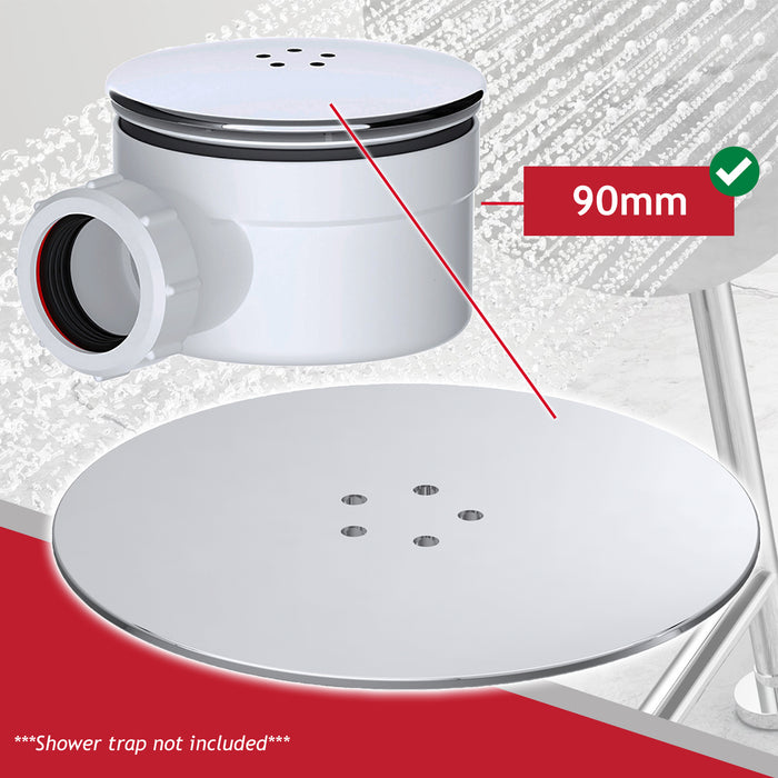 110mm Luxury Plug Cover for Shower Trap with 90mm Tray (Chrome Silver)