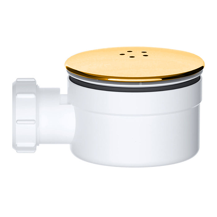 Shower Trap for 90mm Tray Plug Hole 1.5" Luxury Drain Water Waste Dome Base Kit (Brushed Brass)