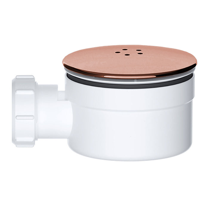 Shower Trap for 90mm Tray Plug Hole 1.5" Luxury Drain Water Waste Dome Base Kit (Brushed Copper)