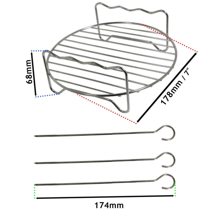 Rack for Daewoo Halogen Oven Mini Cooker Round Shelf 7" + Skewers