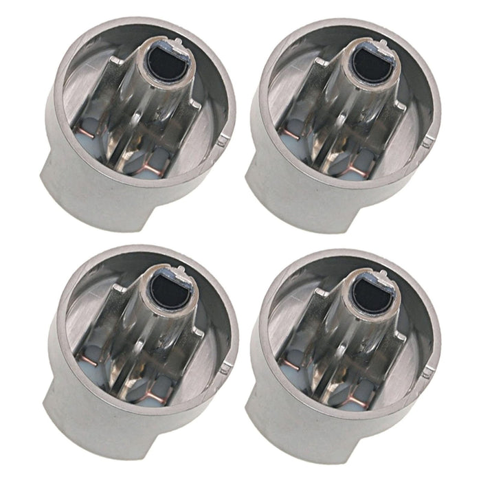 Control Knob Switch & Shaft for Stoves 61EDO 61EHDO BL ST WH Oven Cooker Hob 4 x Knobs (Silver)