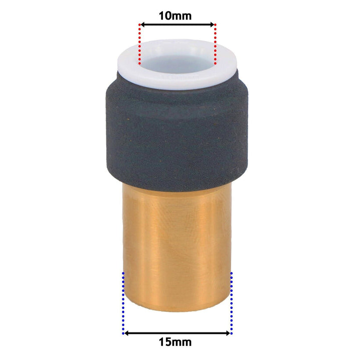 Radiator Valve 15mm x 10mm Anthracite Pushfit Reducing Straight Speed Fit Compression Stem Valves (Pack of 2)