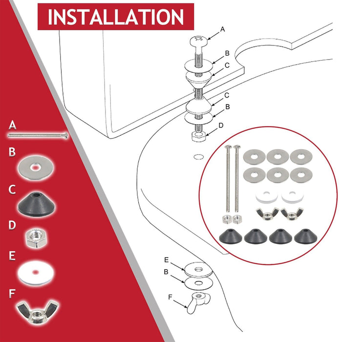 Universal Toilet Fixing Kit (Angled Pan Floor Bracket + Cistern Leak Seal Accessory Set)