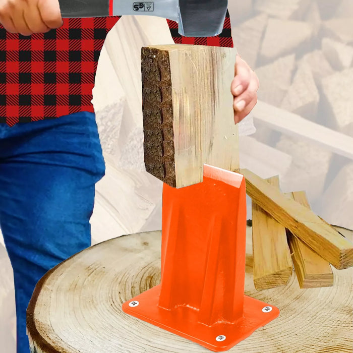 Kindling Splitter Firewood Wedge Splitting Base + Drill Blade Sharpener Attachment + Safety Goggles Kit