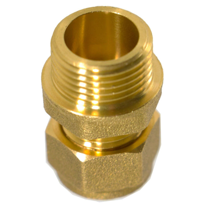 Compression Connector 10mm x 3/8" BSP Male Straight Brass Pipe Coupler Adaptor Fitting (Pack of 10)