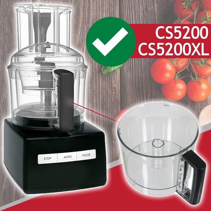 Magimix CS5200 CS5200XL Food Processor Mixer Bowl (Clear with Black Handle, 17341 N)