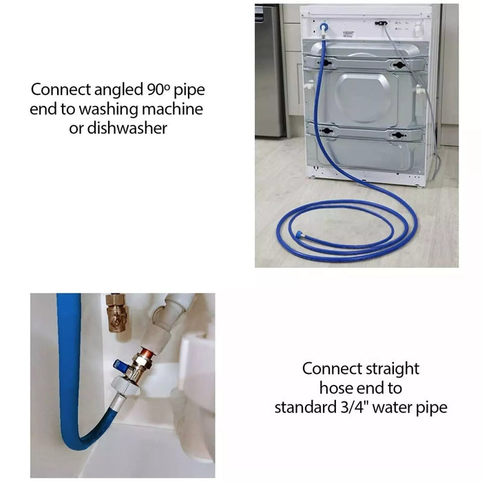 Universal Drain Hose + Water Fill Pipe Angle Set Clip Washing Machine Dishwasher