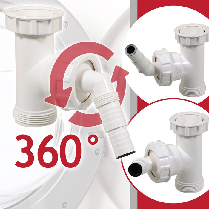 Appliance Trap Adaptor 40mm 1 1/2" Washing Machine Dishwasher Waste Pipe Tee Kit
