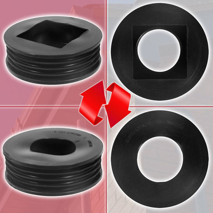 Rainwater Downpipe Adaptor 65mm Square / 68mm Round Pipe to 110mm Soil Waste Drain Connector