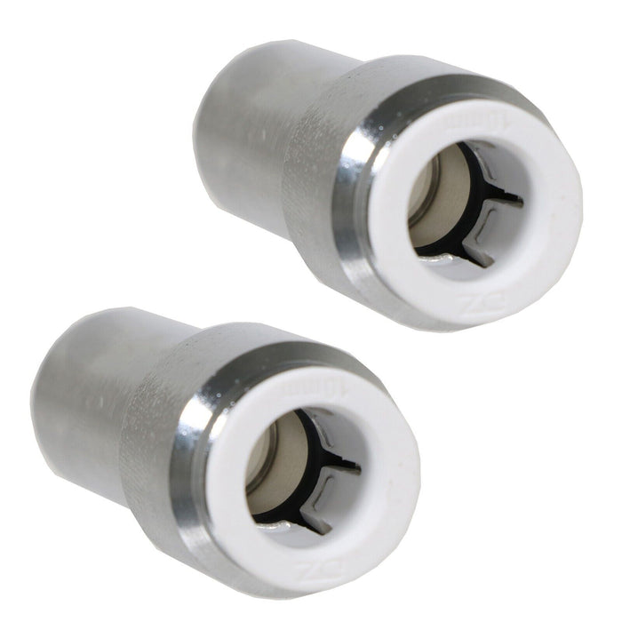 Radiator Valve 15mm x 10mm Pushfit Chrome Speed Fit Reducing Straight Compression Stem (Pack of 2)