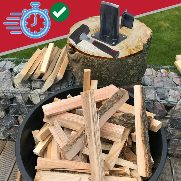 Kindling Splitter Lump Sledge Hammer Blade Sharpener Drill Attachment Kit Log Wood Splitting Chisel Set (Large)