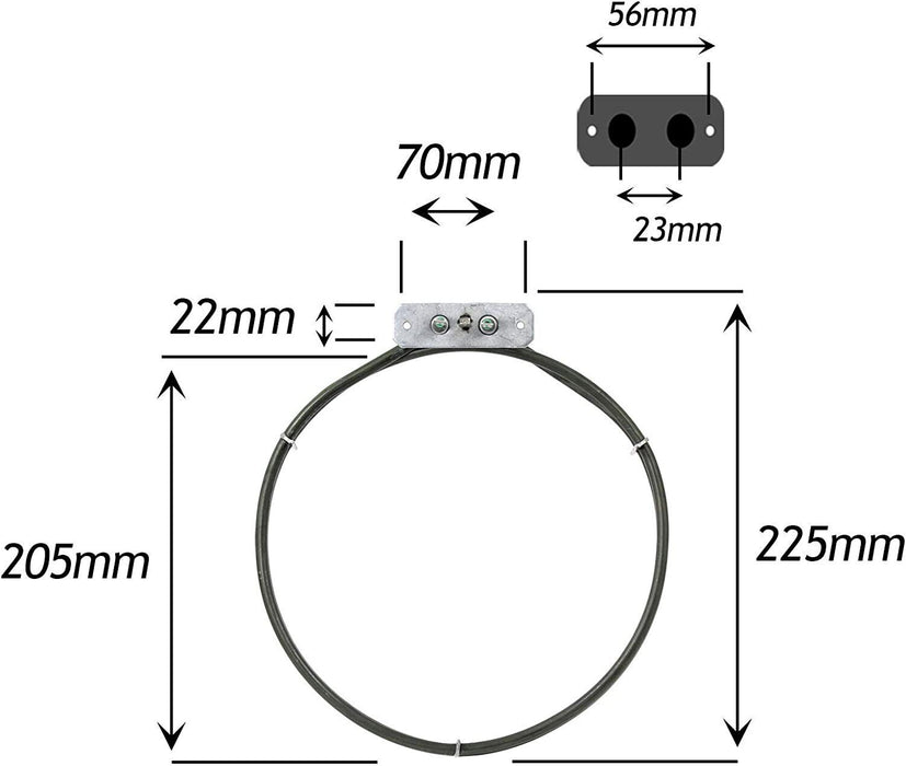 2 Turn Heater Heating Element for Belling Fan Oven (1800w)