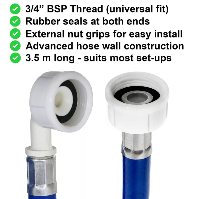 Drain Hose Kit Washing Machine Dishwasher Water Fill Angled Pipe Set Universal