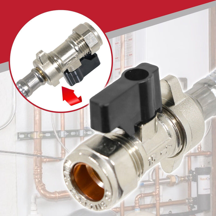 Combi Boiler Filling Loop Straight Part L Compliant Central Heating Lever Check Valve (15mm x 15mm)