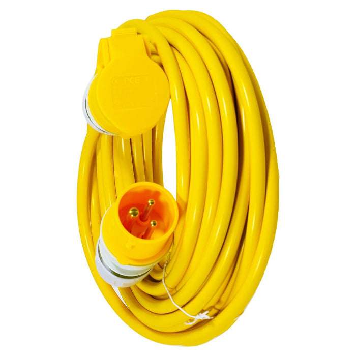 16A Extension Lead 14m 110V 2.5mm Heavy Duty Power Cable Cord 3-Pin 2P+E (Yellow)