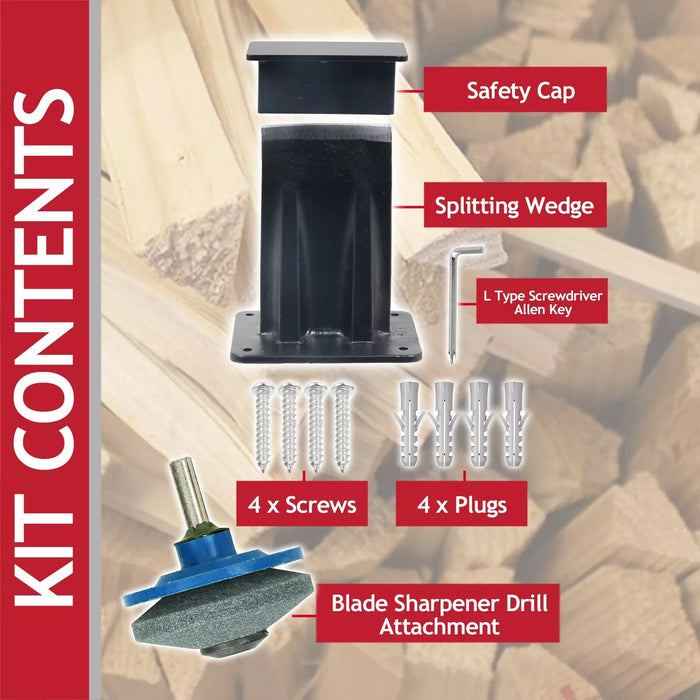 Kindling Splitter Blade Sharpener Drill Attachment Kit Log Wood Splitting Chisel Wedge Set (Large)