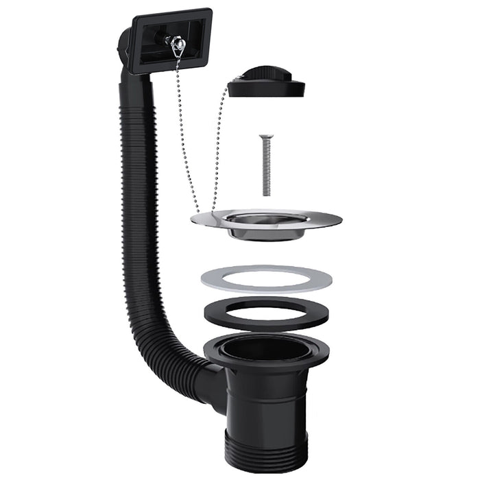 Sink Waste Combination Overflow Plug with Chain 40mm 1.5" (Square)