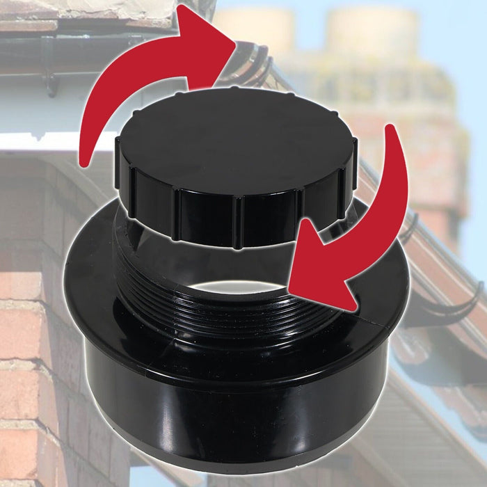 110mm Screwed Access Cap Ring Seal Soil System Vent Pipe Push Fit Plug (Black)