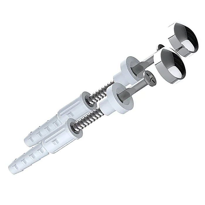 Toilet Pan Fixing Kit Angled Floor WC Bidet Basin Bathroom Bracket Set (White and Chrome Silver Caps)