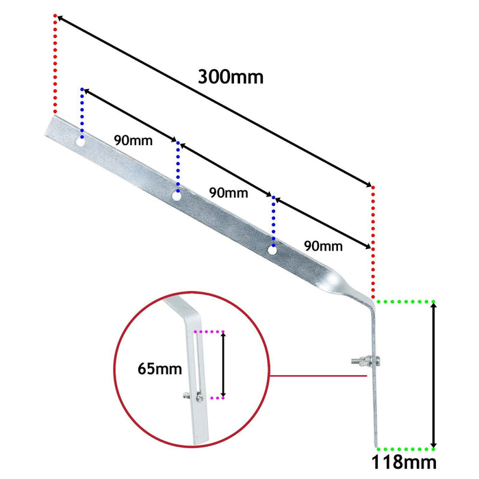 Gutter Side Rafter Bracket Universal Galvanised Steel Fascia Support Fixing (300mm)