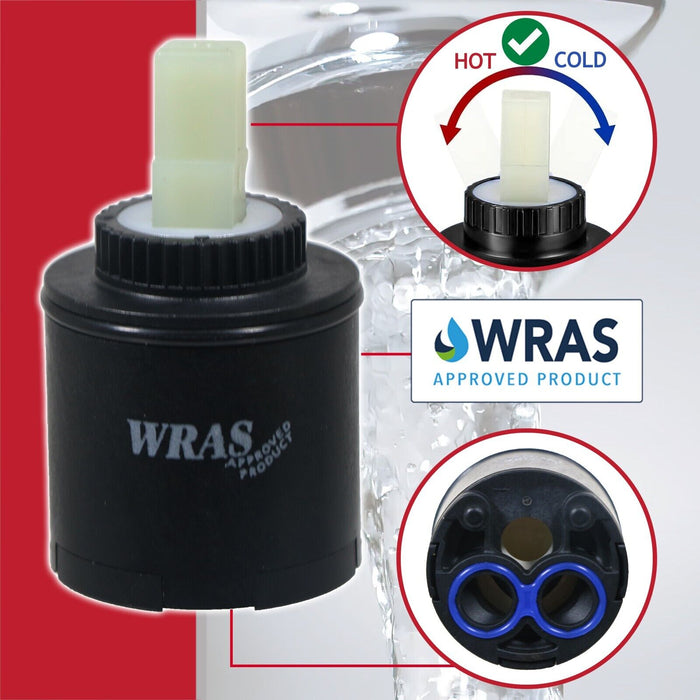 Mixer Tap Cartridge 35mm Single Monobloc Sink Basin Bath Hot Cold Water Valve (Pack of 2)