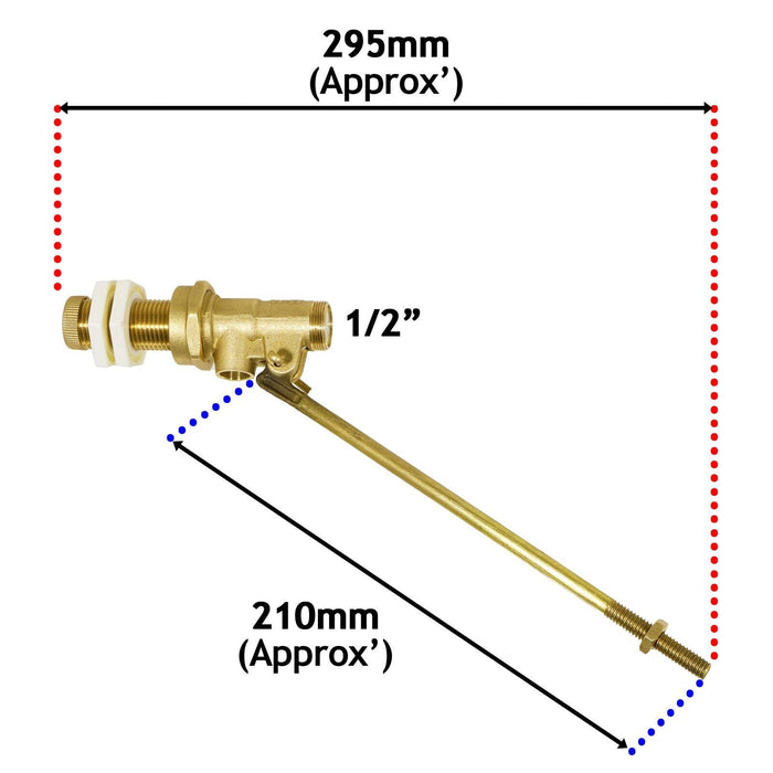 1/2" Part 1 Valve High Pressure Side Entry Toilet Cistern Ballcock 4 1/2" Ball Float Kit
