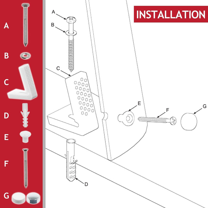 Toilet Pan Fixing Kit Angled Floor WC Bidet Basin Bathroom Bracket Set (White and Chrome Silver Caps)