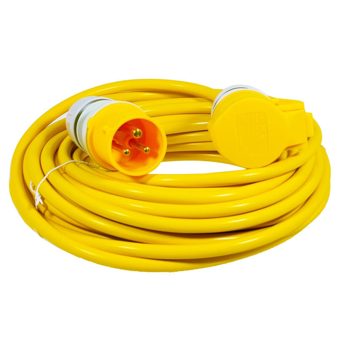 110V Extension Lead 14m 16A 1.5mm Extra Long Outdoor Construction Site Generator Cable (Yellow)