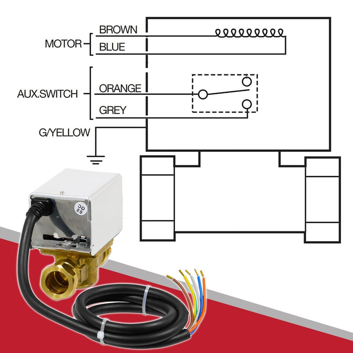 Tower 22mm Zone Valve 2 Port Motorised 5 Wire Boiler Central Heating Control VAL222MV