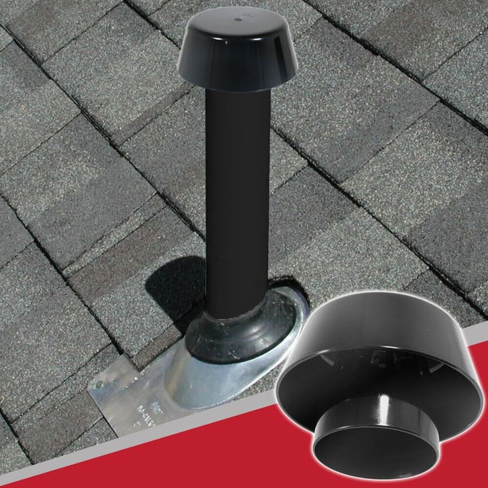 110mm Vent Extract Cowl Mushroom Soil Pipe Stack System Weather Ring Seal (Black)