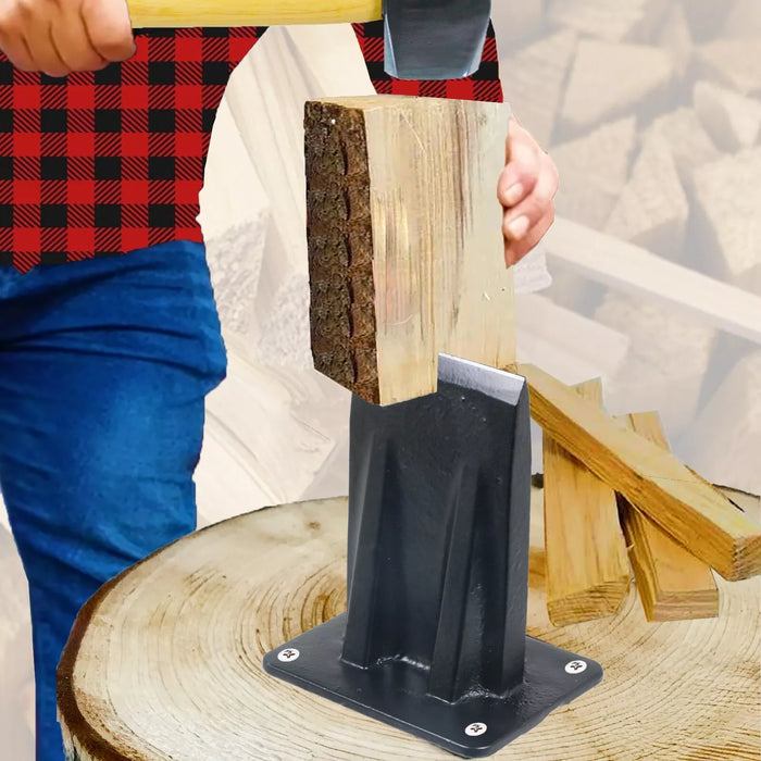 Kindling Splitter Lump Mallet Hammer Kit Heavy Duty Mounted Log Splitting Wood Chisel Wedge Set (Large)