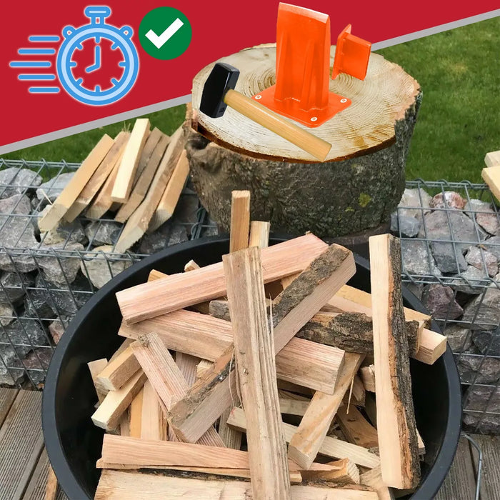 Kindling Splitter Firewood Log Mounted Wedge Splitting Base + Drill Blade Sharpener Attachment Kit