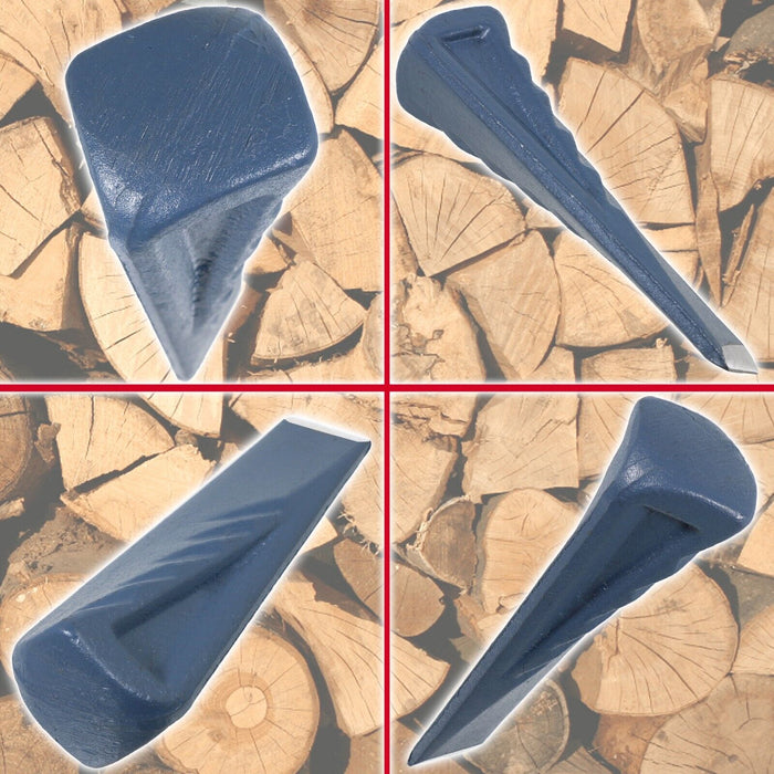 Twisted Log Splitter 2.5KG 9" Steel Wedge + 4lb Lump Club Hammer Mallet Heavy Duty Kit