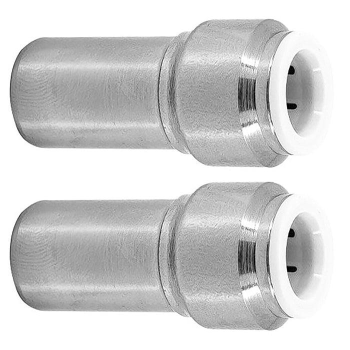 Radiator Valve 15mm x 10mm Pushfit Chrome Speed Fit Reducing Straight Compression Stem (Pack of 2)