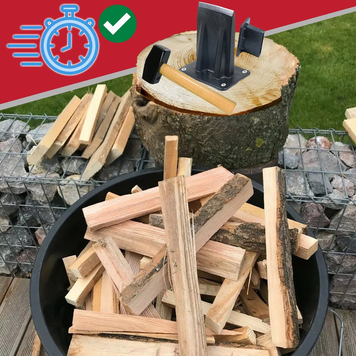 Kindling Splitter Blade Sharpener Drill Attachment Kit Log Wood Splitting Chisel Wedge Set (Large)